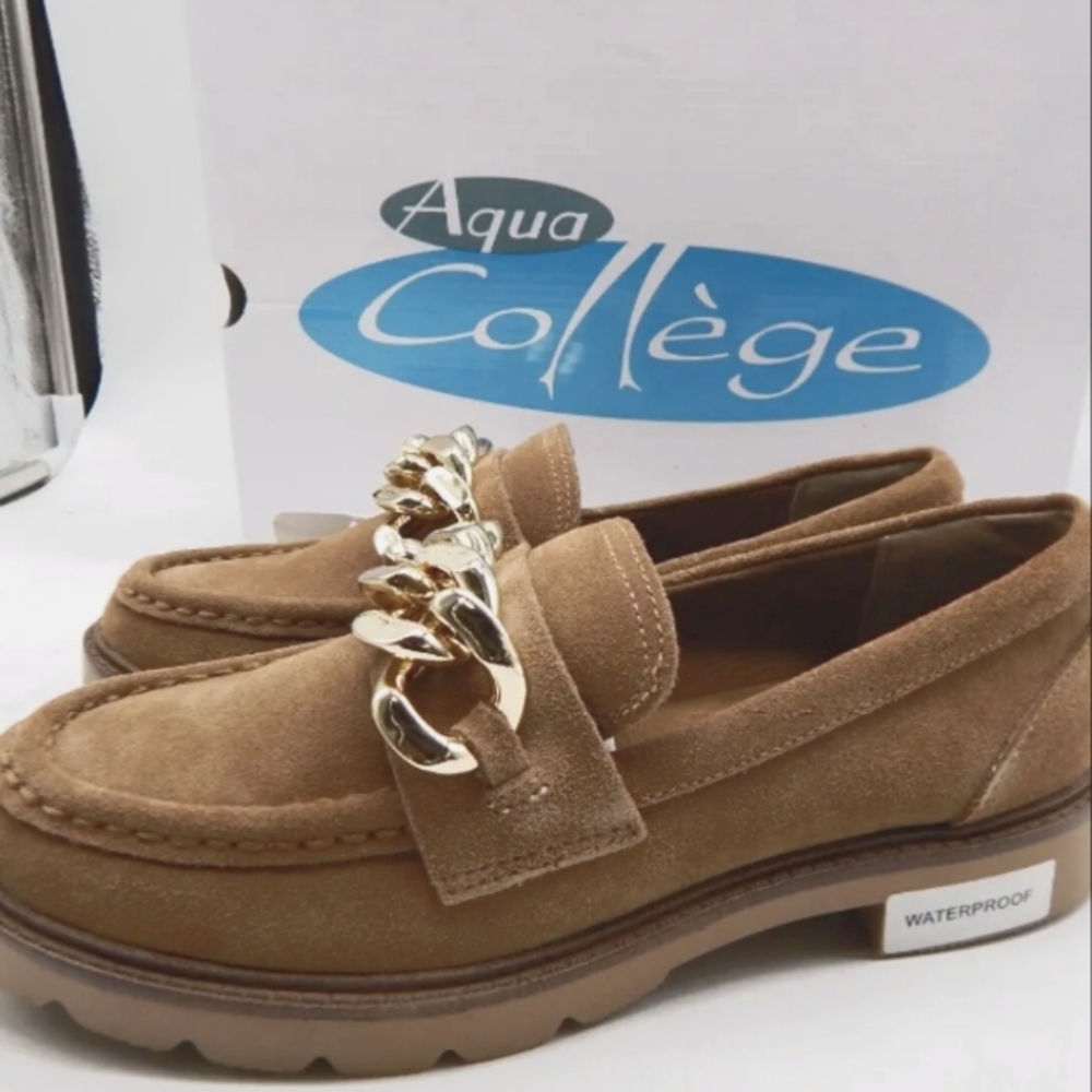 Aqua College Womens  Suede Waterproof Slip-On Shoes Sand US 6